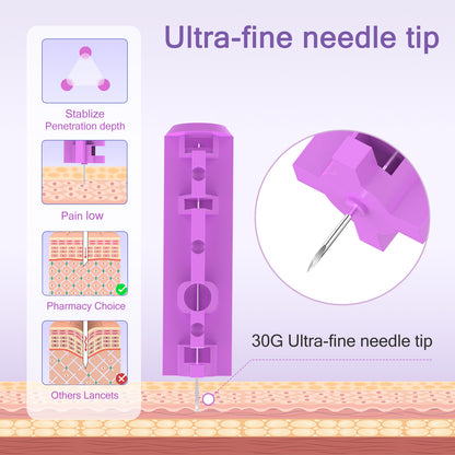 30G Sterile Lancets for Blood Glucose Testing - 100 Count