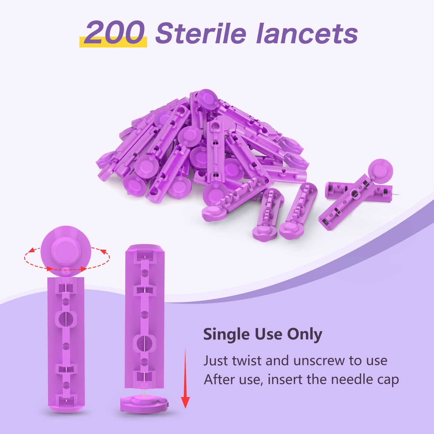30G Sterile Lancets for Blood Glucose Testing - 200 Count