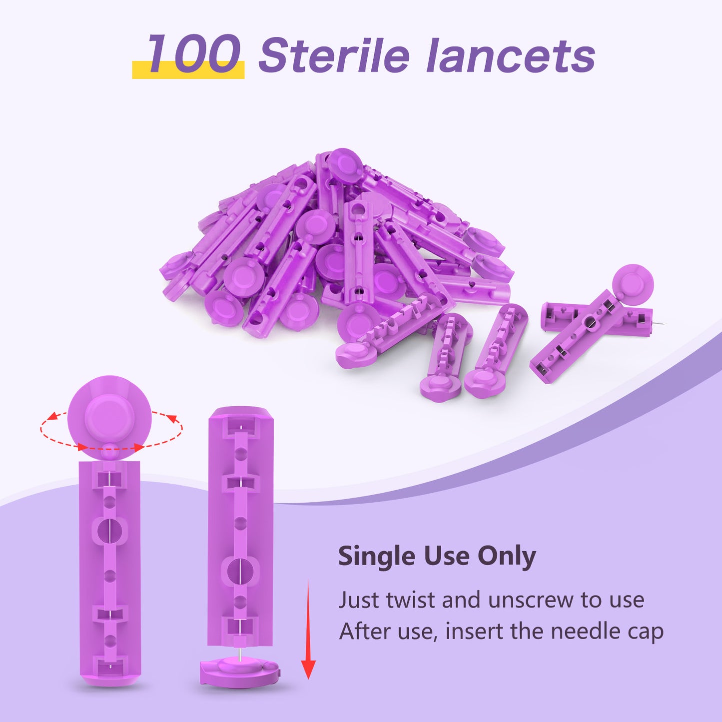 30G Sterile Lancets for Blood Glucose Testing - 100 Count